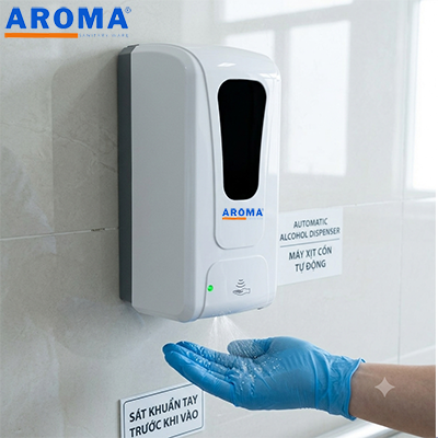 Máy xịt cồn cảm ứng tự động AROMA F1409 (V:1000ml)